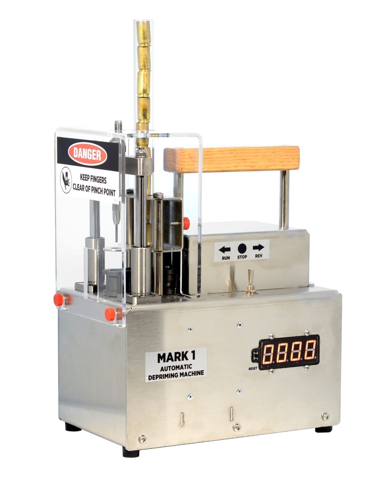 ADM Automatic Depriming Machine: removes Primers from Spent  Brass before Reload