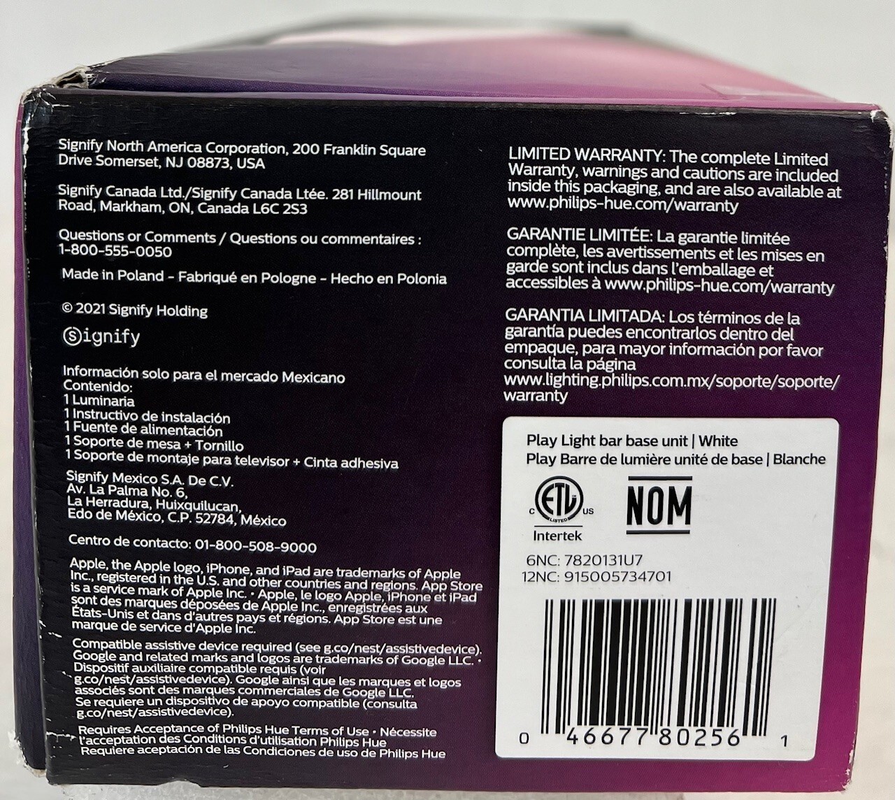 Philips Hue Play Smart LED Bar Light-White & Color Ambiance (Single)- FREE S/H