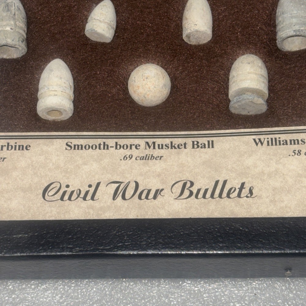 7 Civil War Bullets in Matted Display Case