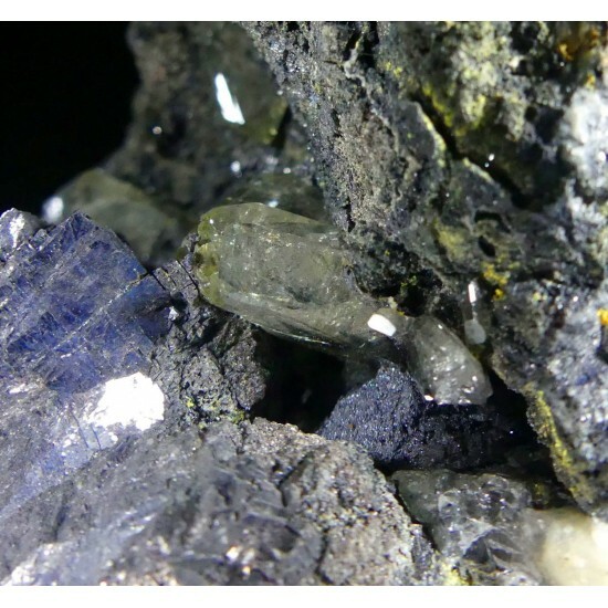 KB: NICE! FL. SW & LW LIGHT YELLOW/WHITE ANGLESITE CRYSTALS SOLID GALENA MATRIX