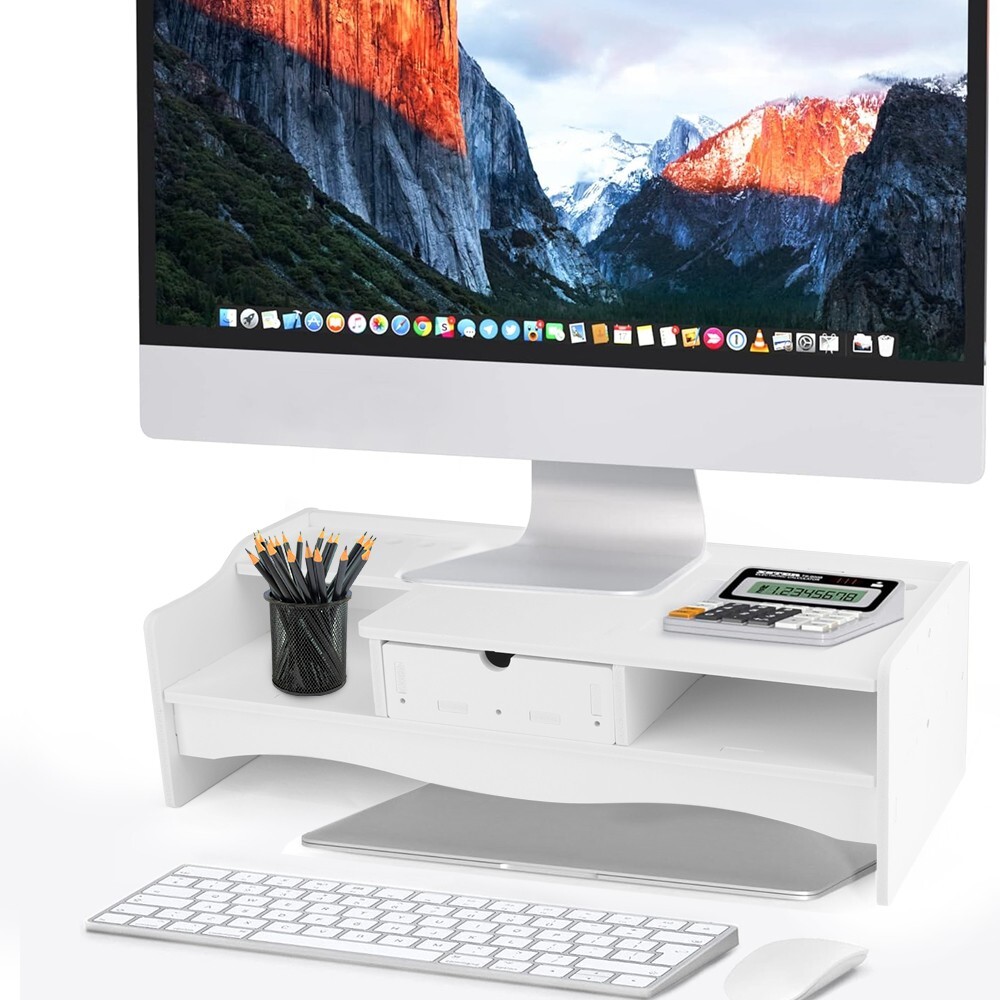 Monitor Riser Shelf- Space-Saving Desktop Stand for Computer&Laptop Organization