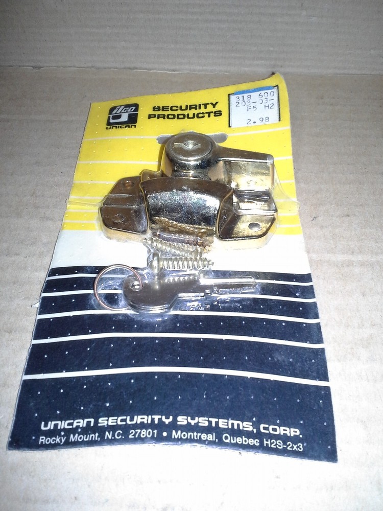 ilco Unican Security Products Brass Security Window Lock. NOS