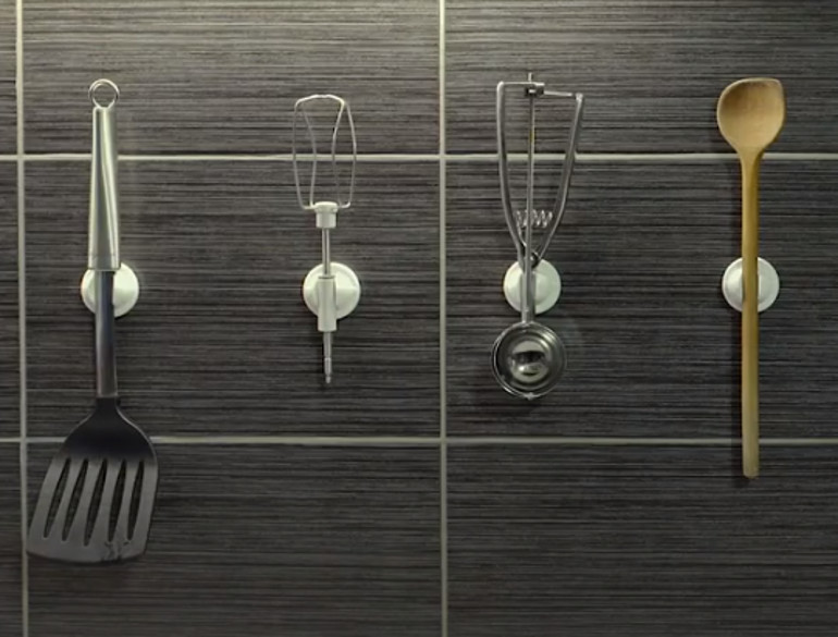 4 ea KlickFix adhesive holders for pens, tools, kitchen, bathroom, makeup! Black