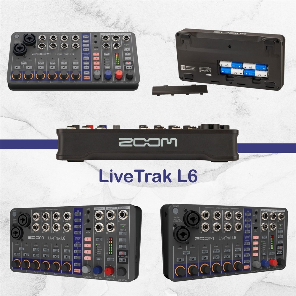 Zoom LiveTrak L6 6-Channel Digital Mixer and Multitrack Recorder Bundle