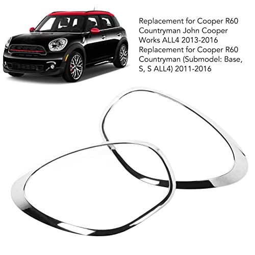 2pcs Headlight Ring Trim Bezel for Cooper R60 Countryman, ABS Chrome Left