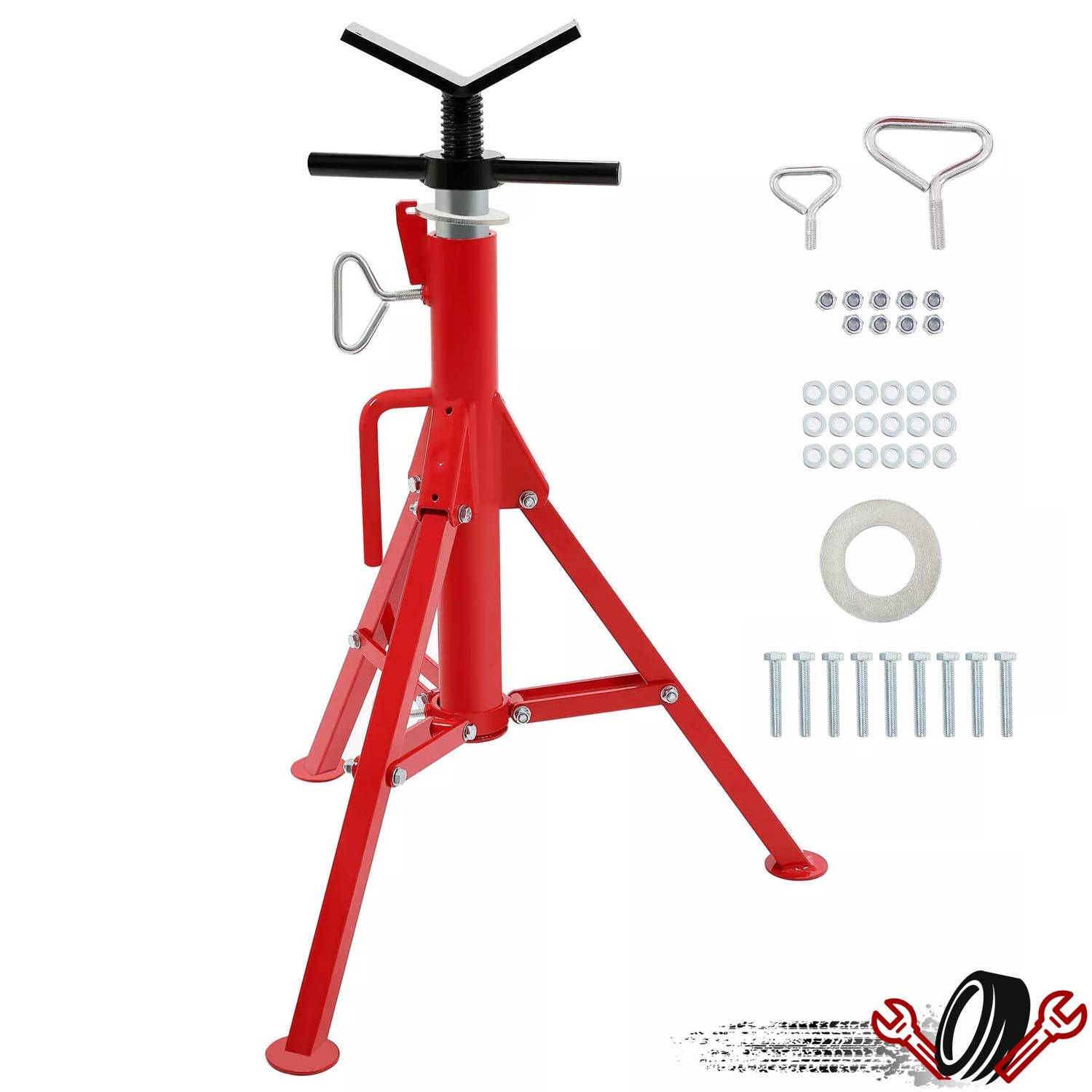 2500Lb Steel V-Head Pipe Stand Folding Tripod Pipe Jack Stand Height Pipe