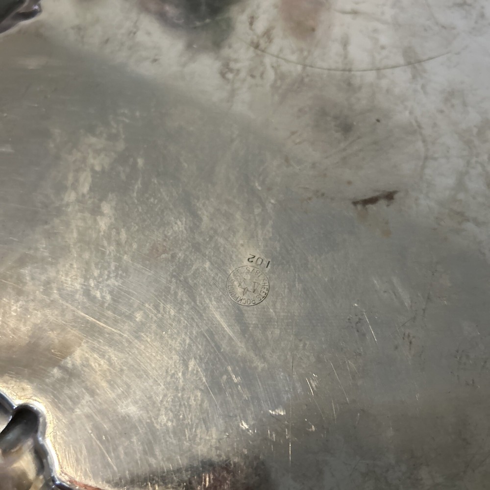 1875 Handled Sheets Rockford S Co Silverplated Serving Tray Ornate Scallop 14.5"