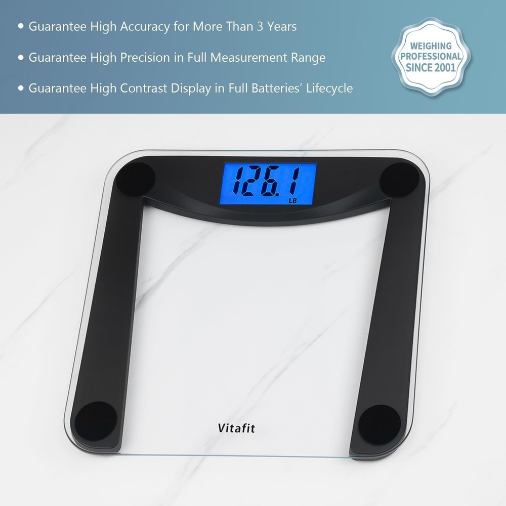 Extra Large Backlit LCD Digital Scale - 0.1lb Precision for Body Weight
