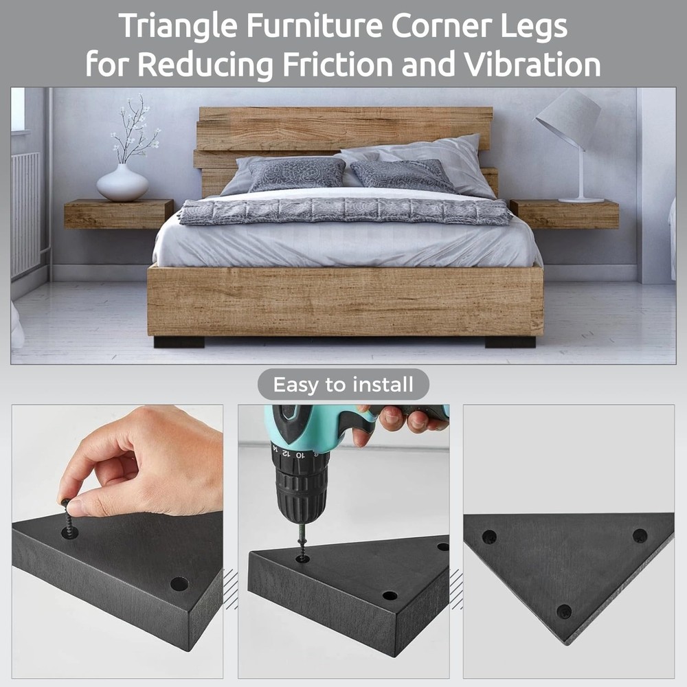 Homaisson 16pcs Couch Legs Replacement Plastic Triangle Corner Sofa Legs Blac...