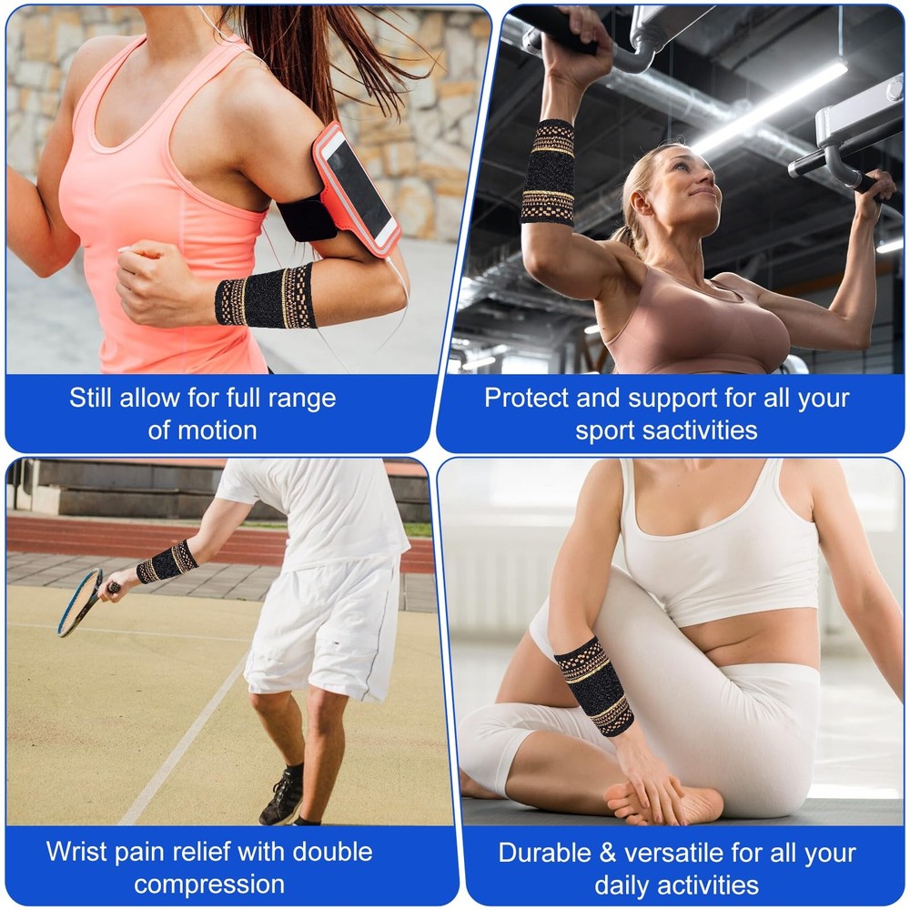HJZHII 1 Pair Copper Wrist Compression Brace, Elastic Support Medium