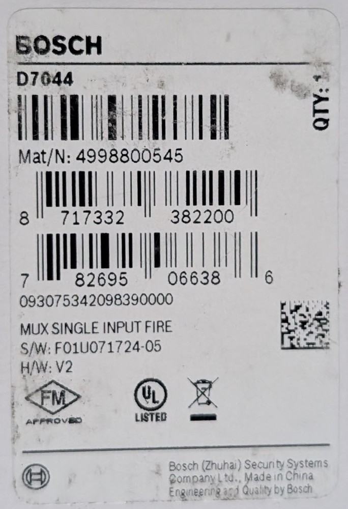 Bosch D7044 Mux Single Input - SAME DAY SHIPPING