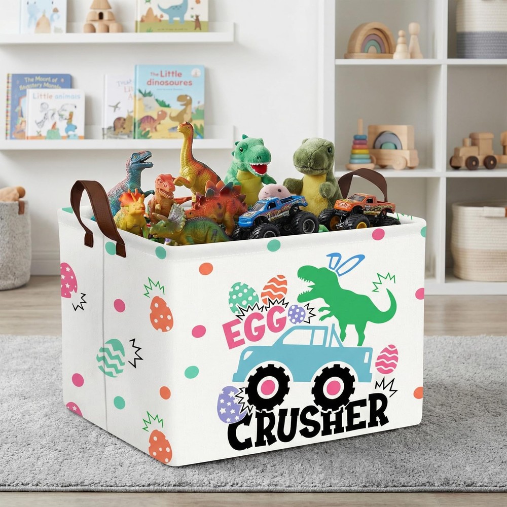 ASKETAM Kid Rectangular Empty Easter Basket for Girl Boy Bunny Eggs Easter Ba...