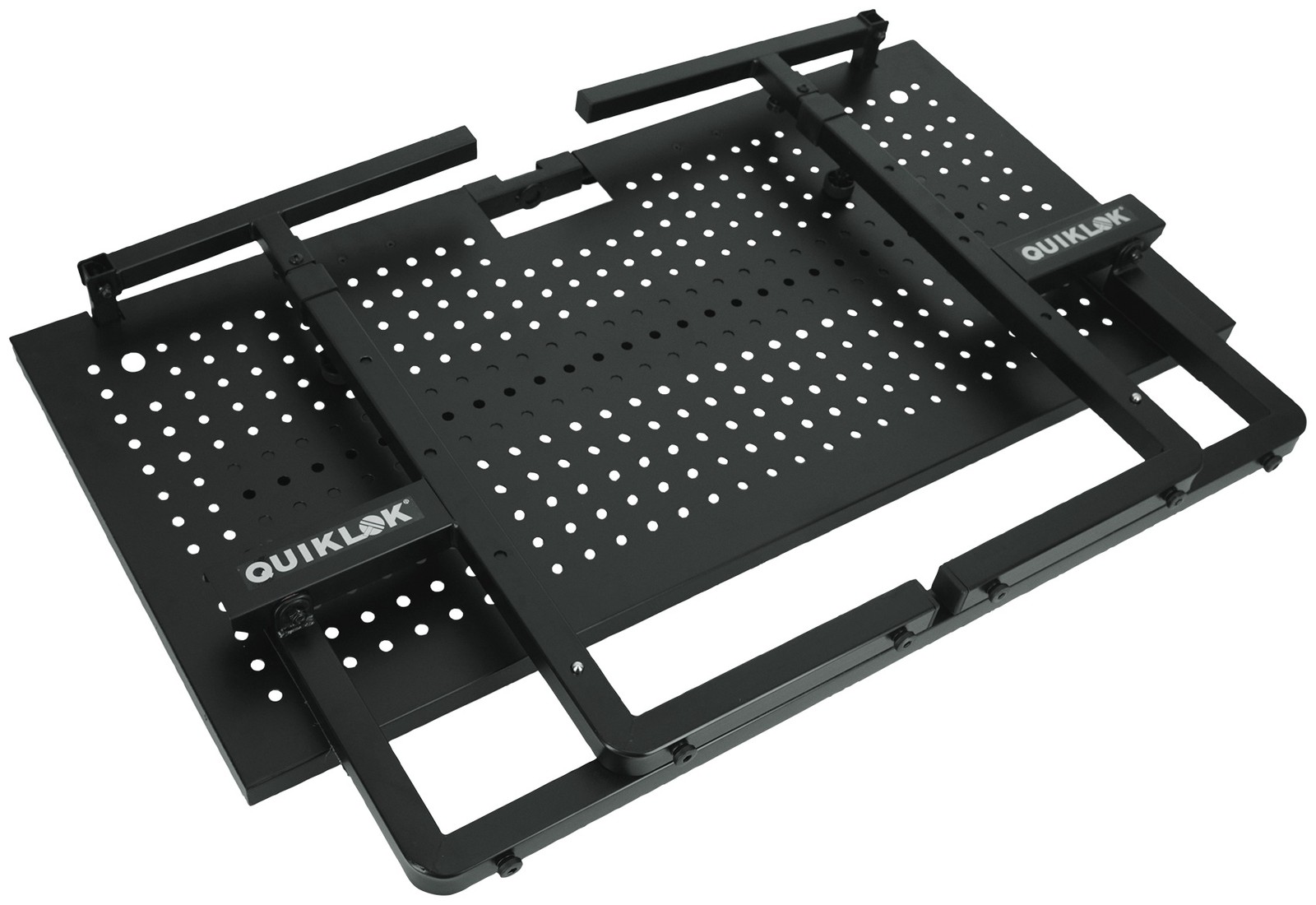 Quik Lok DJ233 Foldable DJ Table Workstation w/Perforated Shelf+Laptop Stand