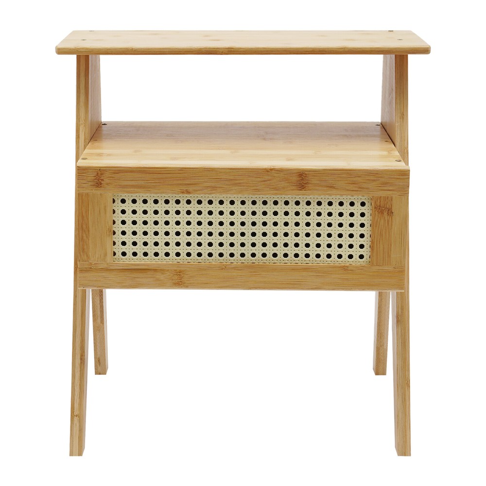 Bamboo Nightstand, End Table with Drawer, Bedside Table Sofa Side for Bedroom