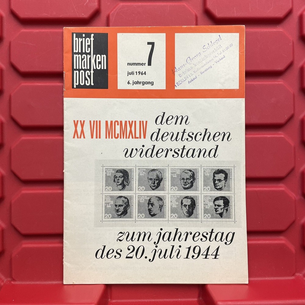 Brief Marken Post XX VII MCMXLIV Dem Deutschen Widerstand Stamp Book Vtg 1964