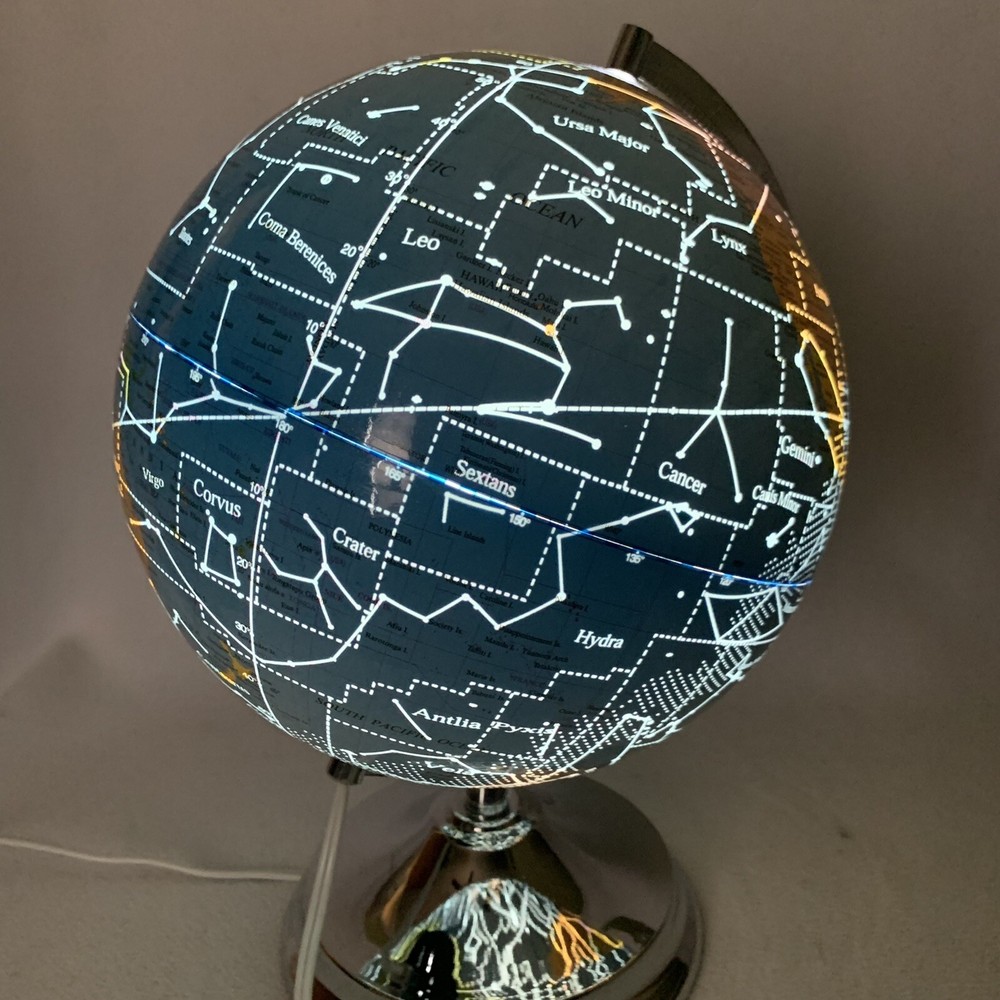 Day/Night Illuminated Constellation Light World Globe 12" Diameter Library