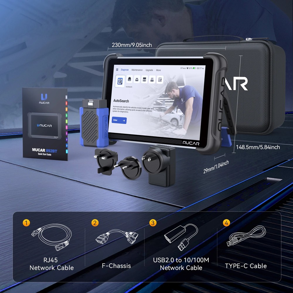 Key Programmer IMMO TKEY101 + MUCAR 892BT + TPMS AI Diagnostic Tool OBD2 Scanner