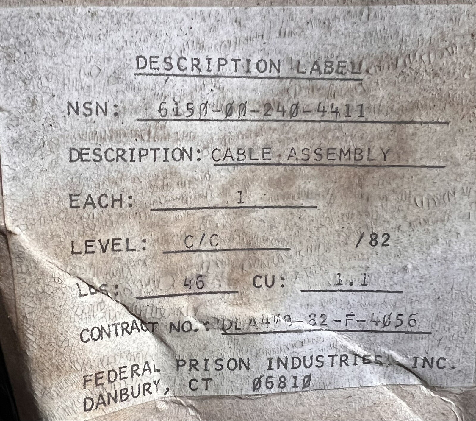 ANDERSON 28V DC Ground Power Unit Output Cable Assembly (20 ft. length) Military