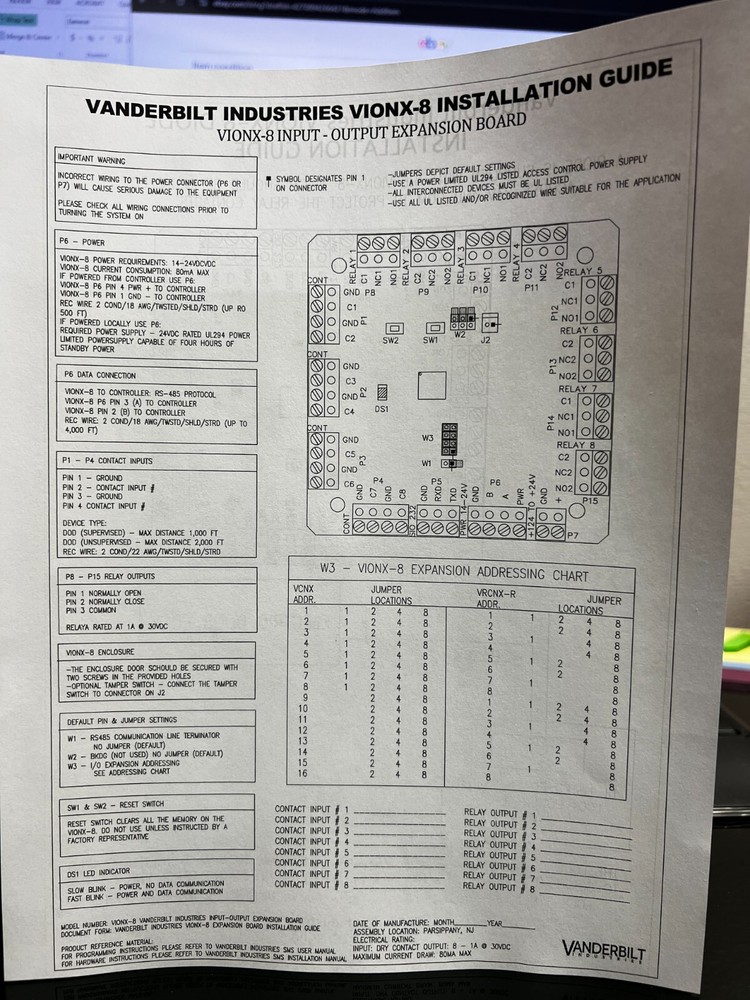 VANDERBILT VRINX / VIONX-8