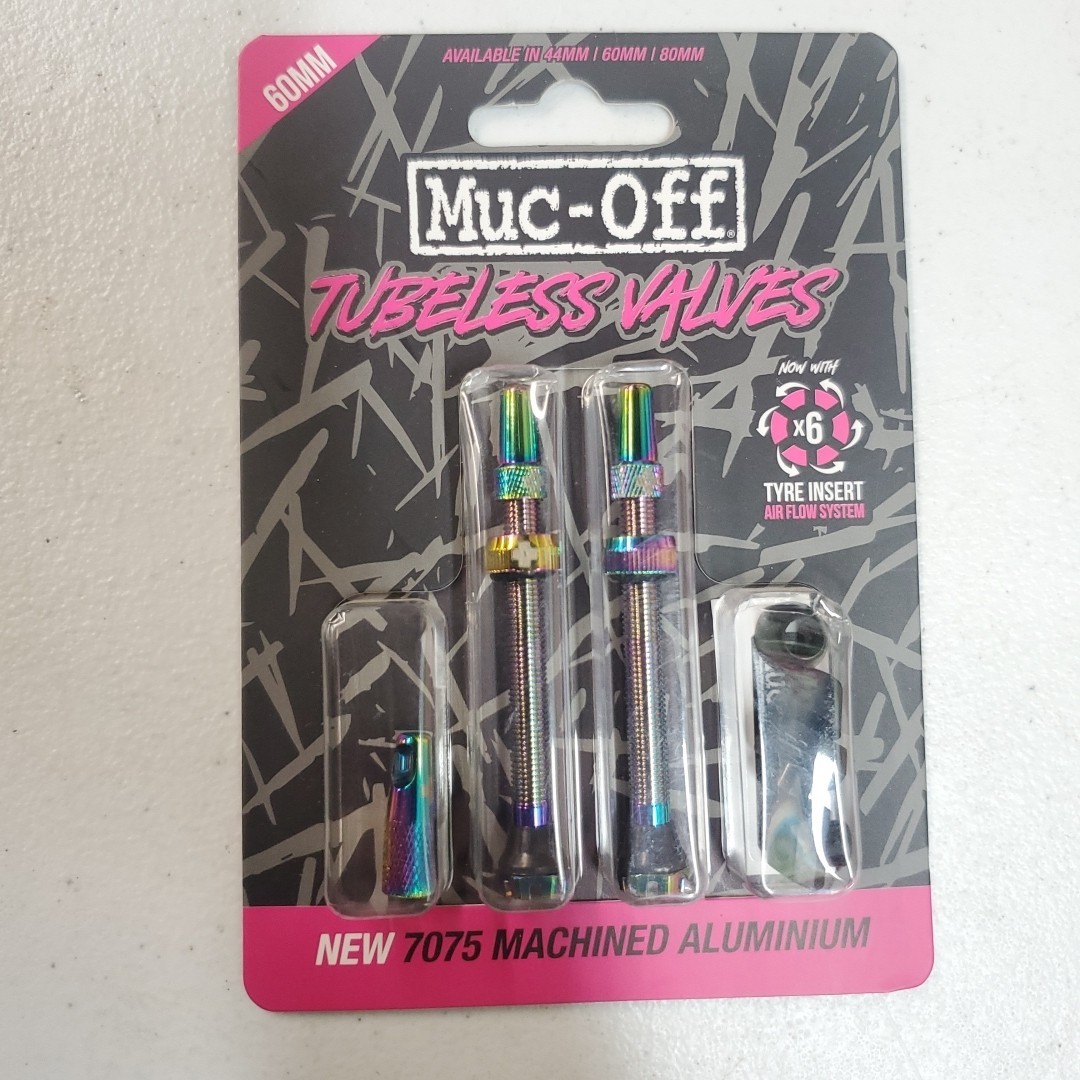 Muc-Off Tubeless Valves/60mm/Iridescent Rainbow V2 Aluminum Easy To Fit