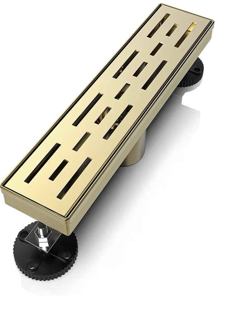 WEBANG 12 Inch Linear Shower Drain Rectangular Floor Drain Brushed Gold
