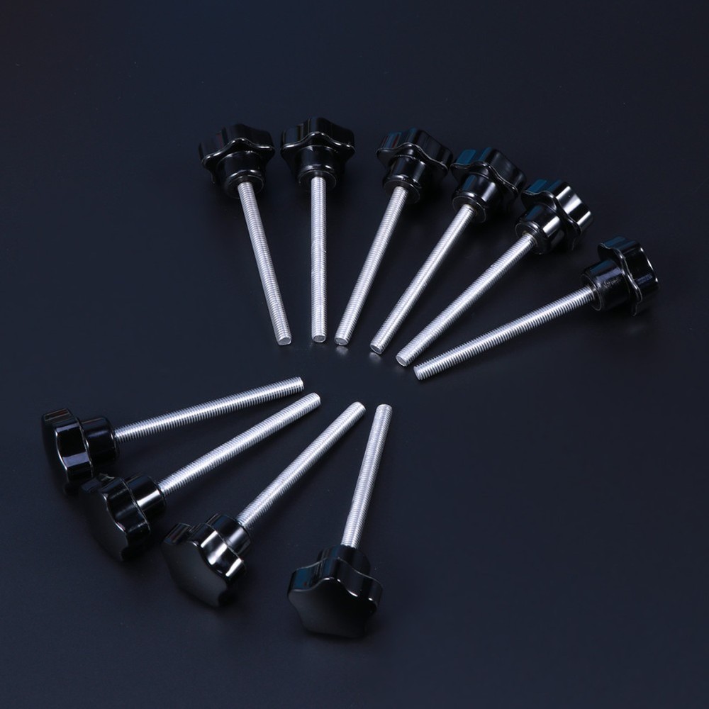 10 PCS M5x60 Hole Five Star Screw Grips Star Head Clamping Knobs (Black)