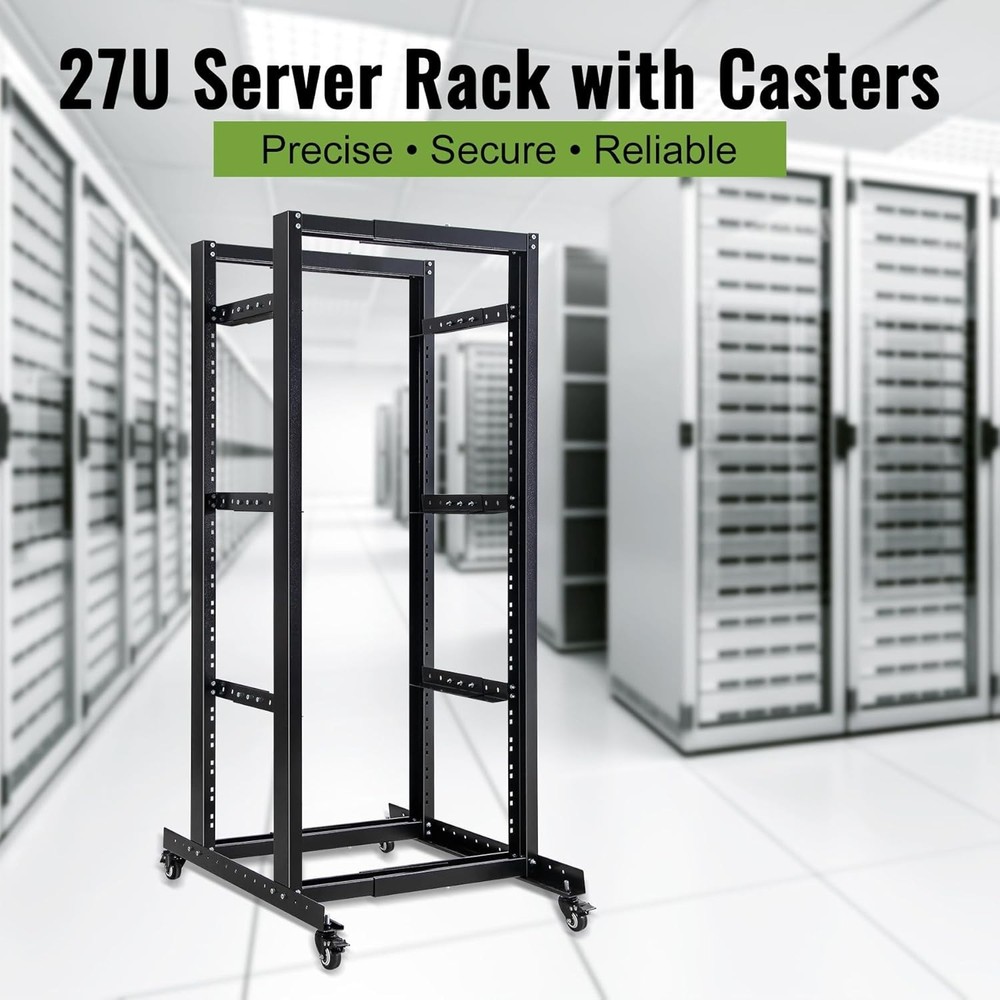27U 4 Post Server Rack – Open Frame Rack for 19 Inch Equipment Adjustable Depth