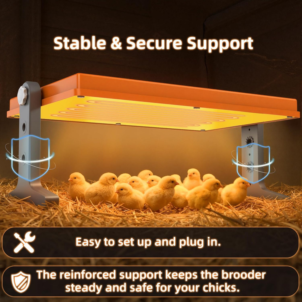 Chick Brooder Heater Plate – 12" X 8" Adjustable Height & Temperature Poultry Wa