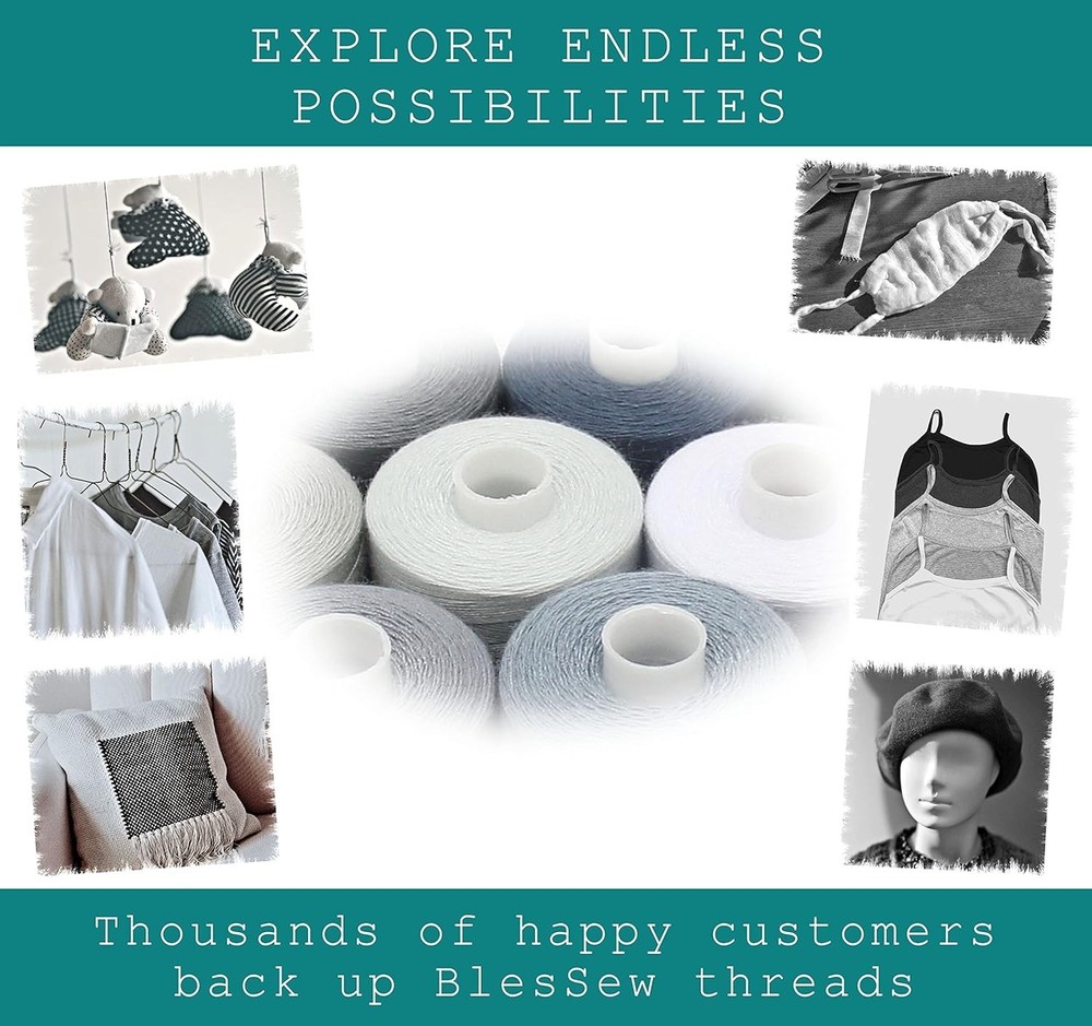 Gray Sewing Threads - 10 Large Spools of Polyester Thread for Hand Quilting &...