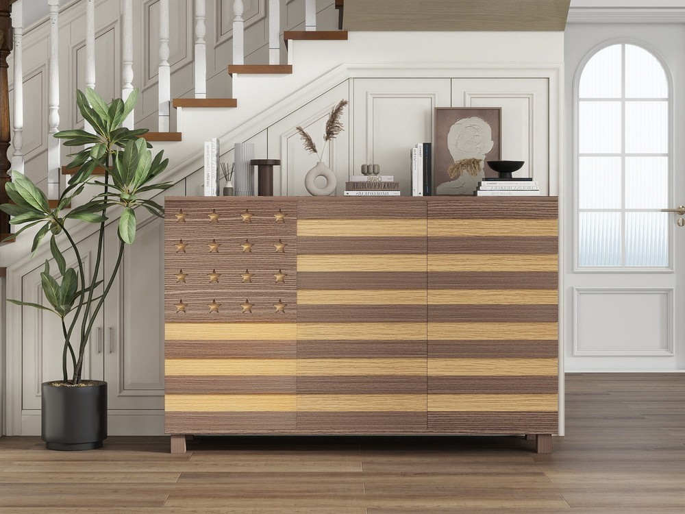 55" Buffet Sideboard w/3 Doors 2 Drawers, Kitchen Storage & Coffee Bar Console