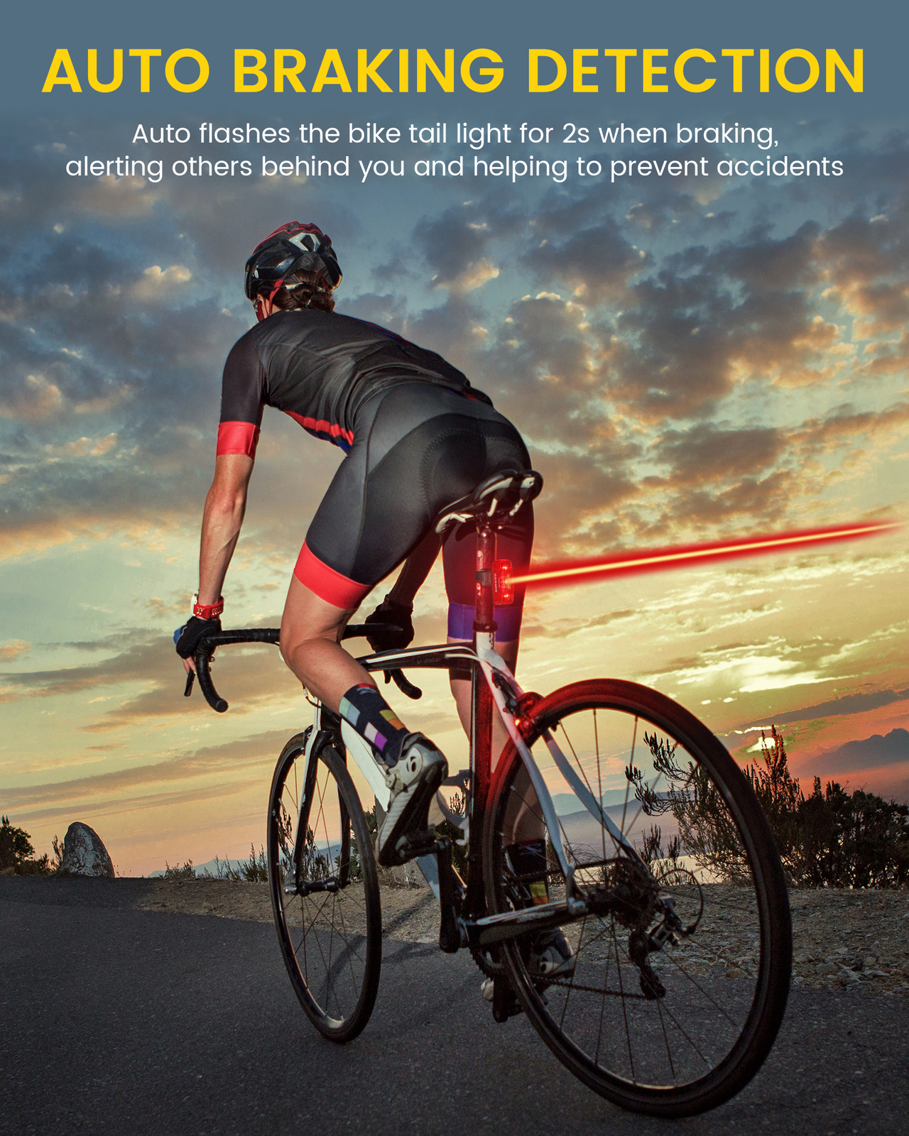 RAVEMEN TR250 Bike Light Bicycle Tail Light Brake Sensor Auto On-Off With ABM07