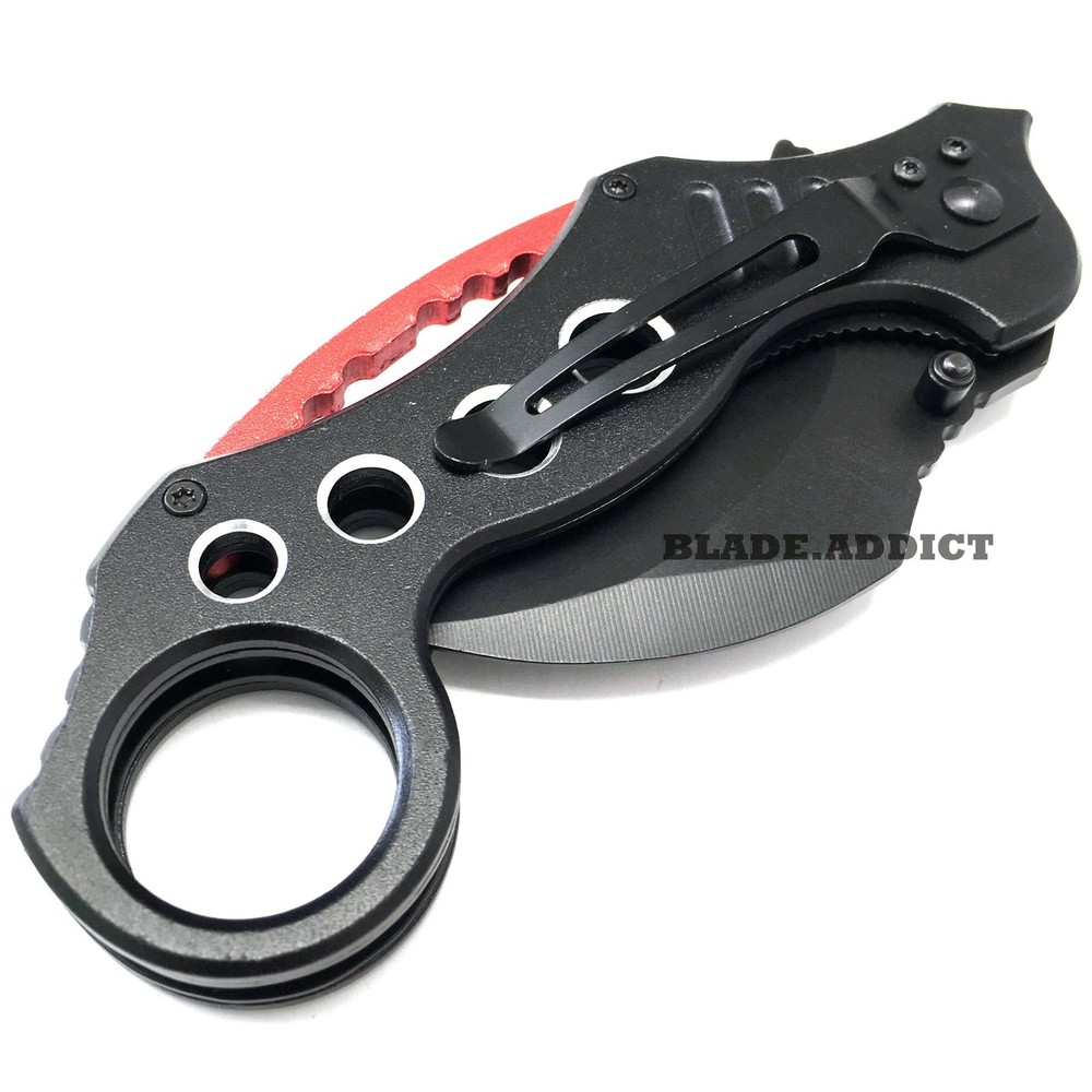 8" Tactical Spring Assisted Open Karambit Pocket Knife Folding Claw Combat EDC