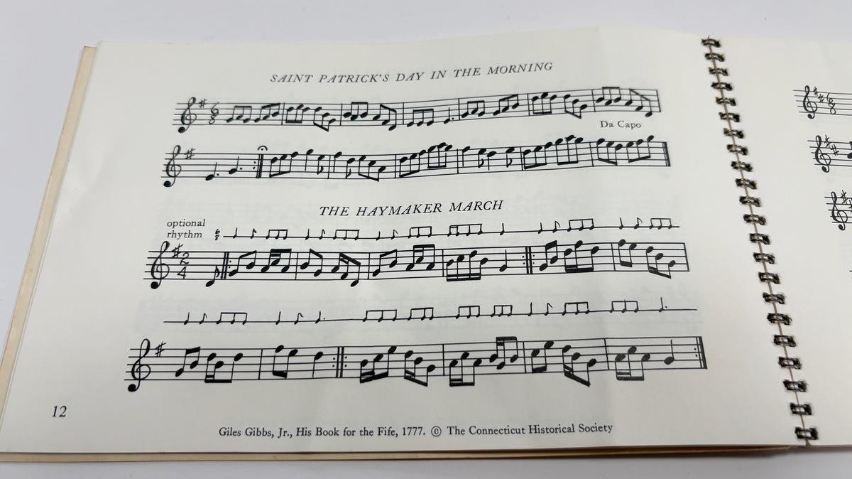 VTG Giles Gibbs Jr Music Book w Reproduction Wooden Fife Revolutionary War Era