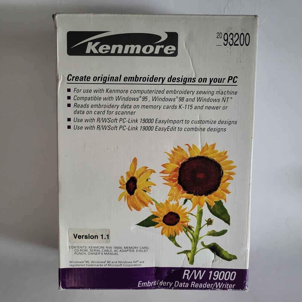 Kenmore R/W 19000 Computerized Embroidery Sewing Machine Data Reader Writer