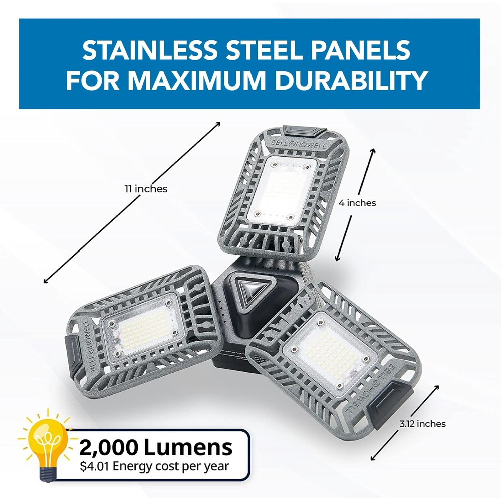 Bell + Howell TriBurst 2000 Lumens Multi-Directional LED 3 Panel Ceiling Light