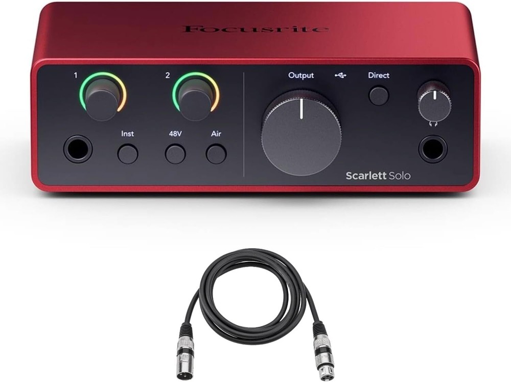 Focusrite Scarlett Solo 4th Gen USB Interface Bundle with H&A 10' XLR Cable