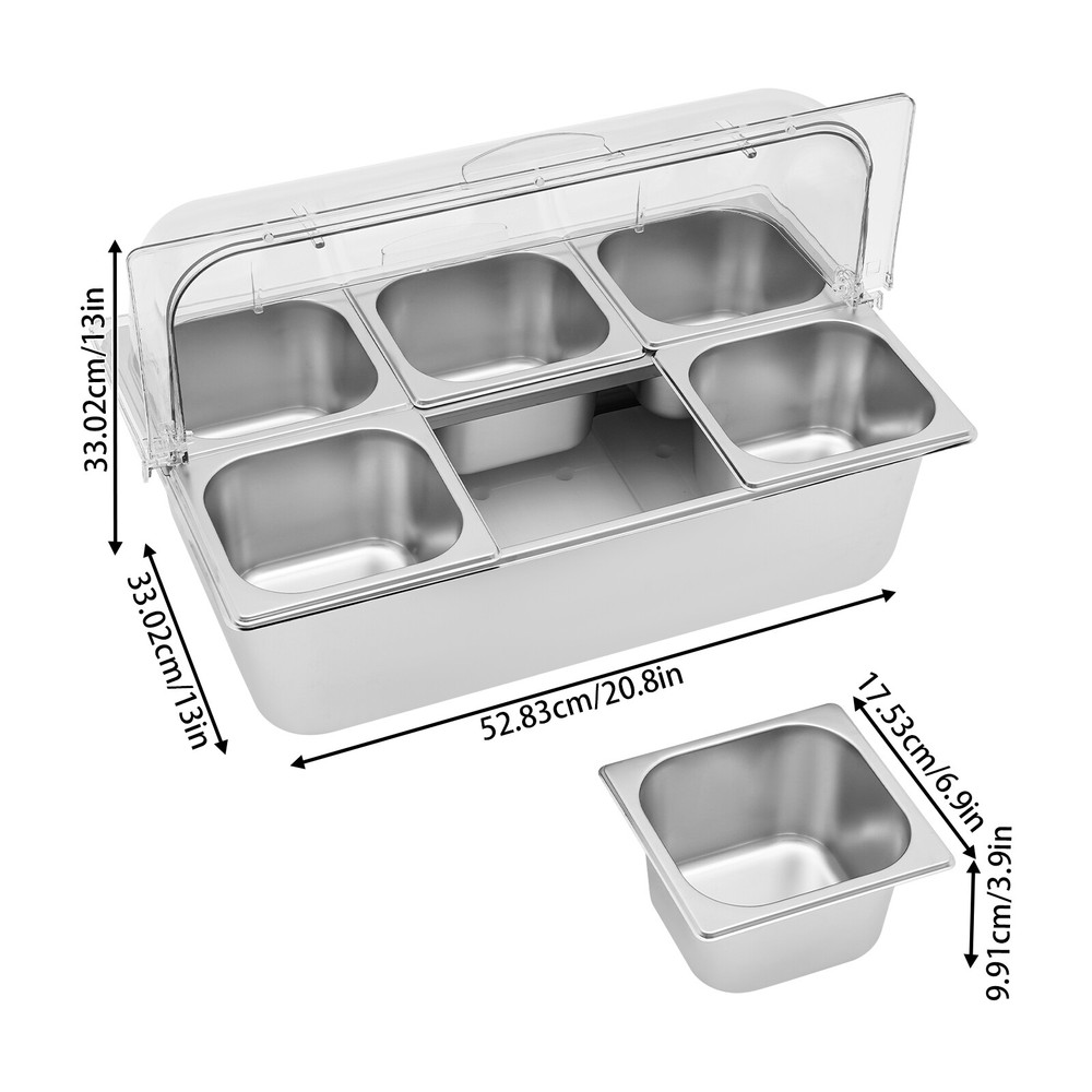 Cold Food Buffet Ice Serving Tray Cooled Condiment Serving Container with Lid
