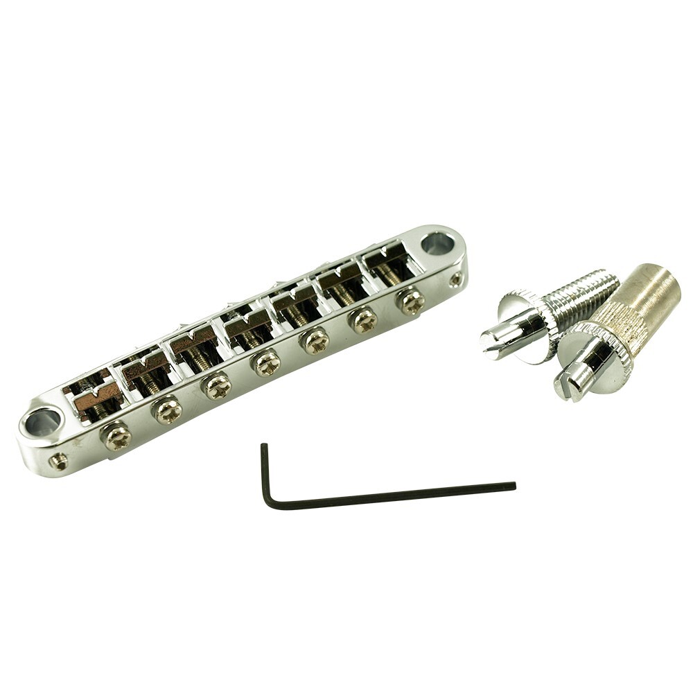 NEW - TonePros TP7-C 7-String Tunematic Metric Bridge, CHROME