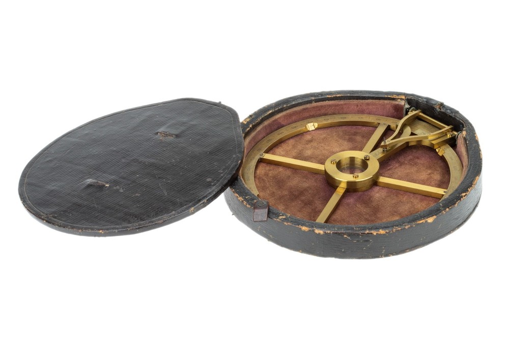 A fine 6" single arm protractor by Adie.