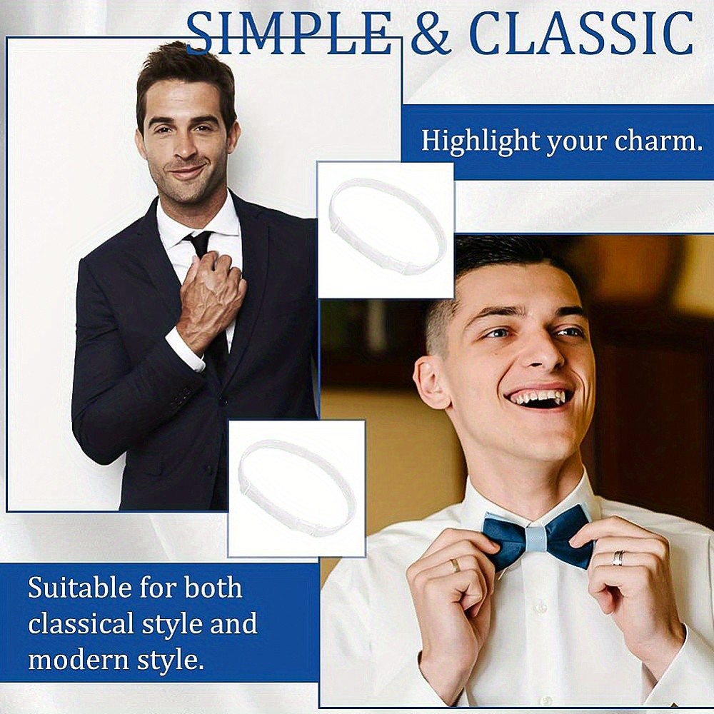 1box 16pcs Adjustable Polyester Elastic Bow Tie Extender Bands with Plastic