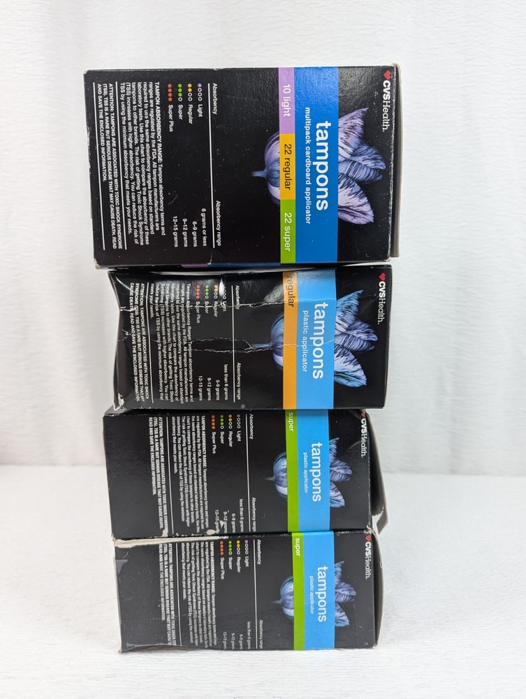 CVS Health - Plastic Tampons - Regular, Super, Light - 4 Boxes