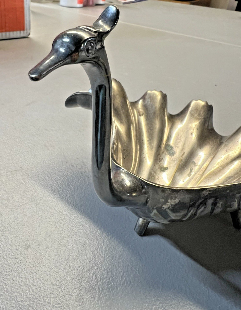 Silverplated Peacock Serving Bowl Dish Trinket Dish