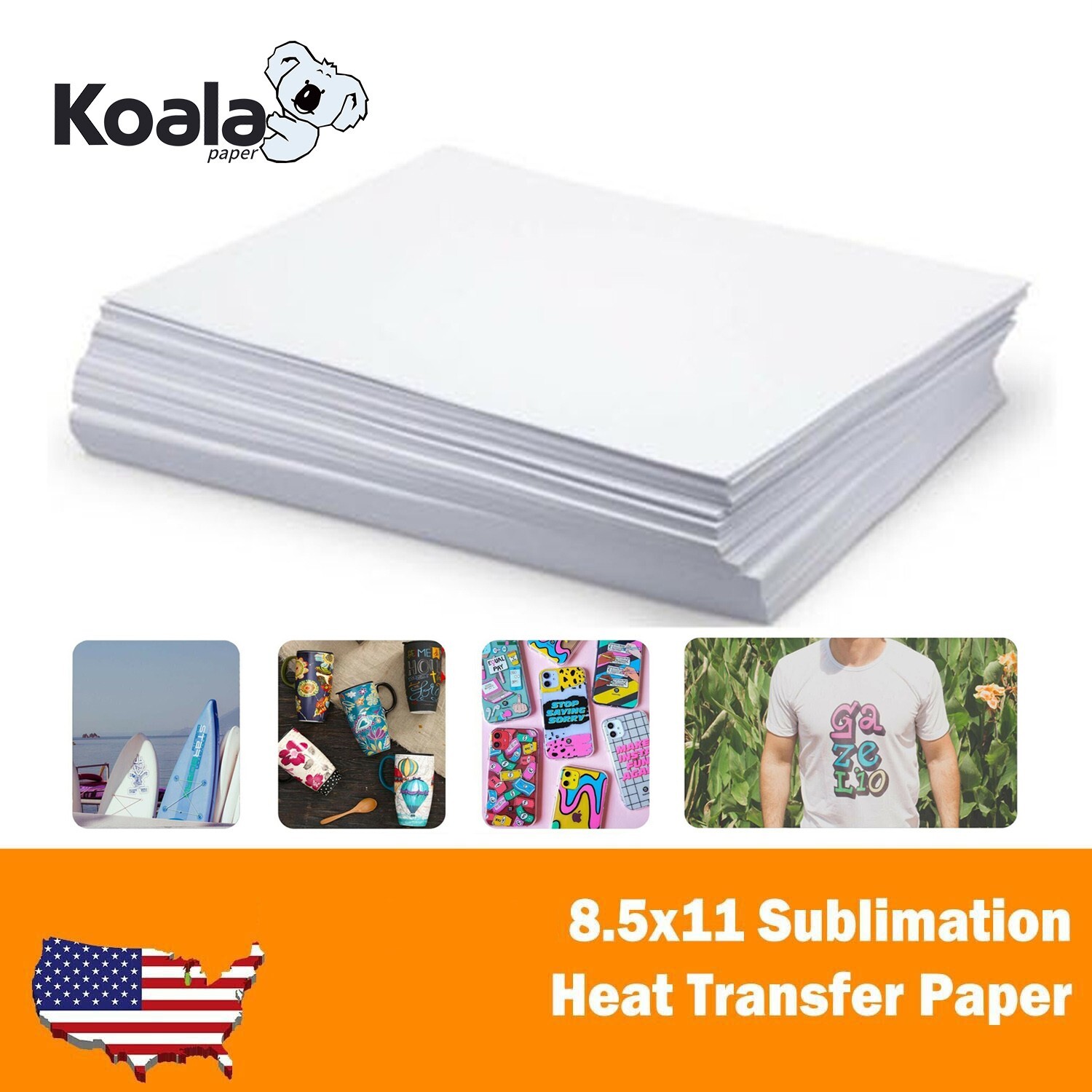 300PK Koala Sublimation Paper 8.5x11 115g for Inkjet Heat Transfer Mugs Tumblers