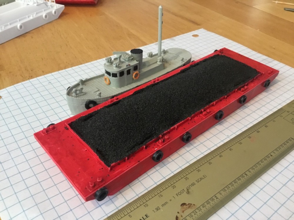 N scale Open top barge with load 3-D PRINT UNPAINTED
