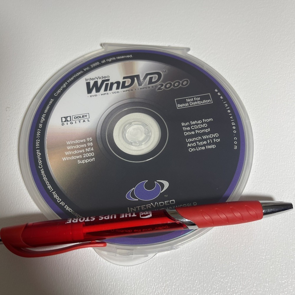 WinDVD 2000 Intervideo CD Rom PC with Serial Number