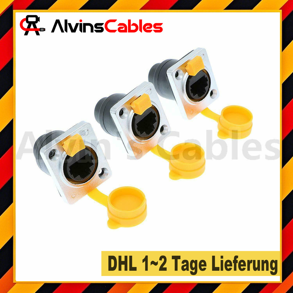 3x RJ45 waterproof socket connector IP65 Ethernet panel mount RJ45...