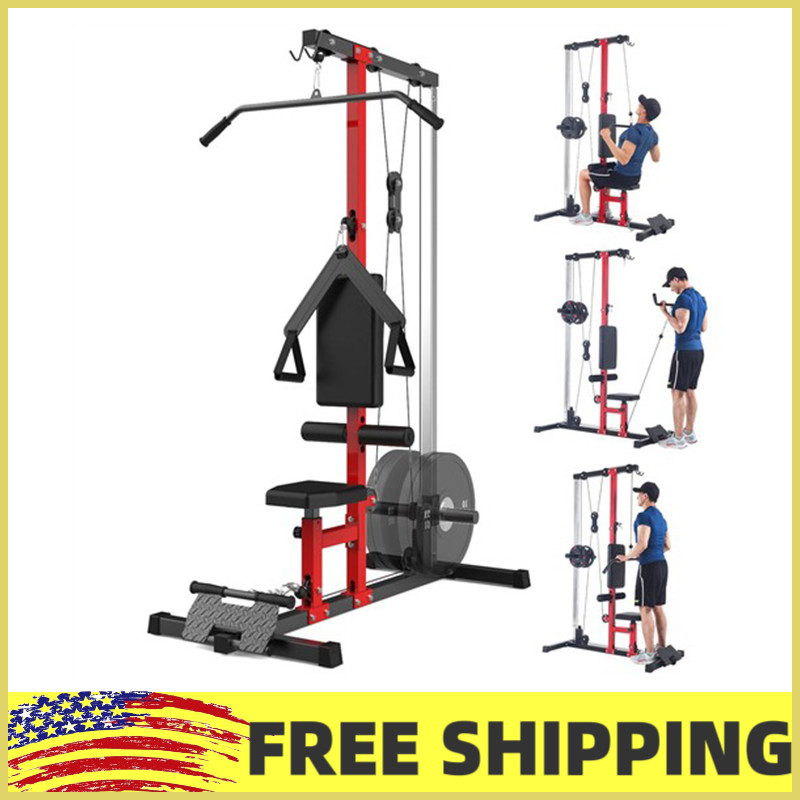 Wall-Mounted LAT Pull Down Machine,Home Gym Cable Station w/ Dual Pulley System