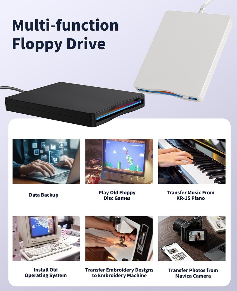 3.5 Inch External Floppy Disk Drive with USB Type-C Reader