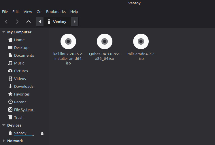 🔥💻 USB Bundle with Ventoy – Qubes OS, Kali Linux & Tails (ISO + Live Boot USB)