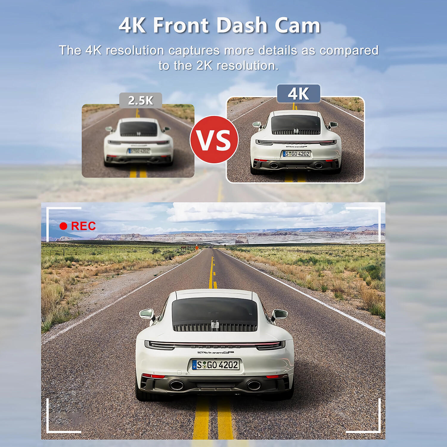 4K Dash Cam Front Dash Camera Super NIght Vision WIFI&GPS With 64GB SD Card